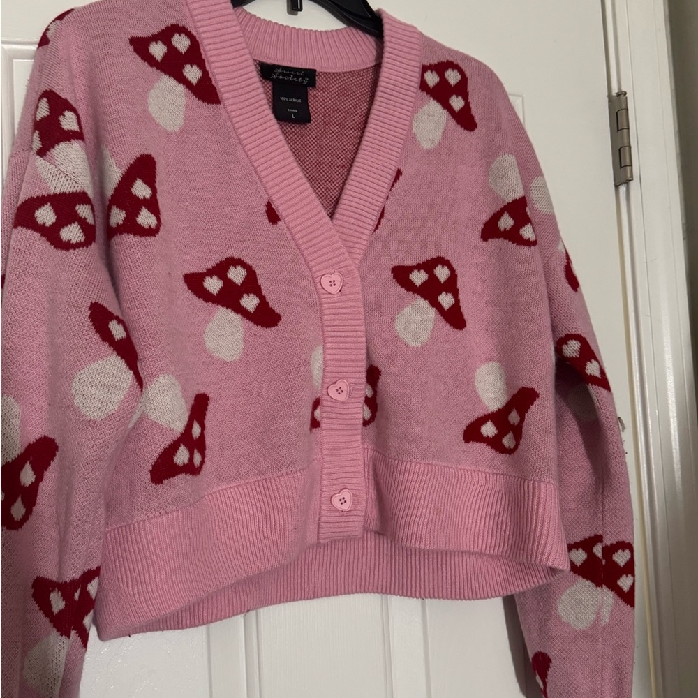 Pink Mushroom Sweater/Cardigan